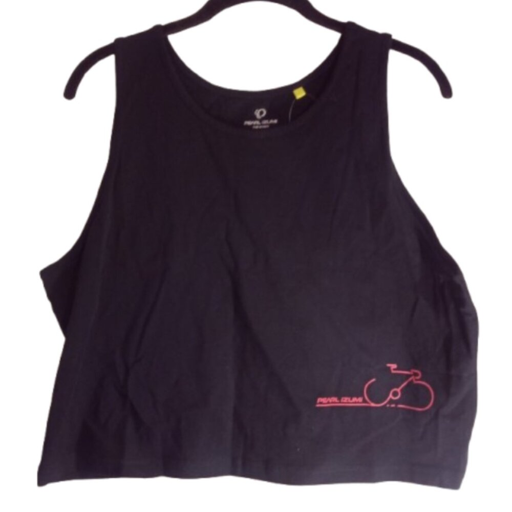 Pearl Izumi Top Sz XL Sleeveless Tank Bike Organic Cotton Black Cropped